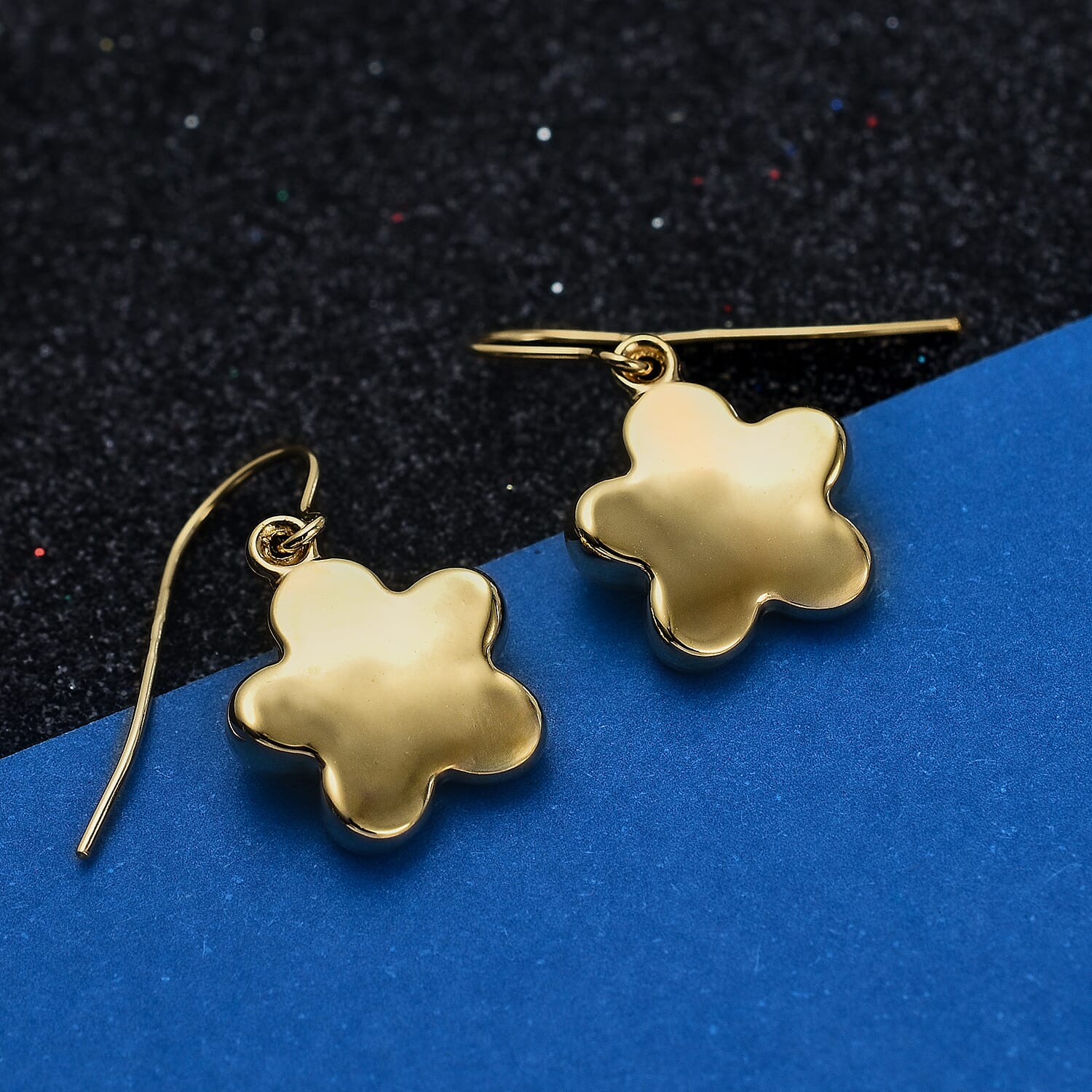 9K Yellow Gold Floral Drop Earrings
