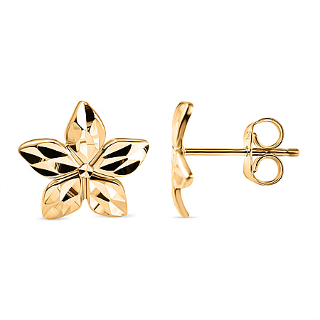 9K Yellow Gold Floral Stud Earrings