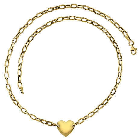 Closeout Deal 9K Yellow Gold Heart Necklace (Size - 20), Gold Wt 6.76 GM