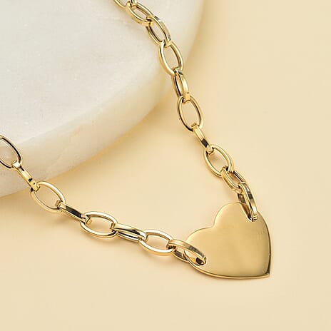 Closeout Deal 9K Yellow Gold Heart Necklace (Size - 20), Gold Wt 6.76 GM