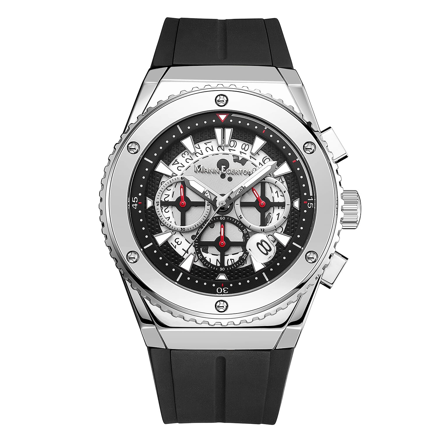 Limited Edition Mann Egerton Hand Assembled Submersive Red -Black Size- Seiko Quartz Chronograph Movement watch