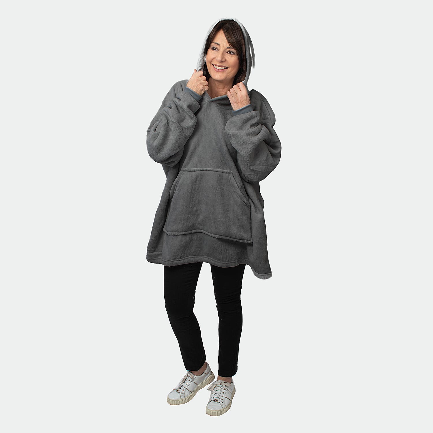 Oversized Fleece Blanket Hoodie - Grey