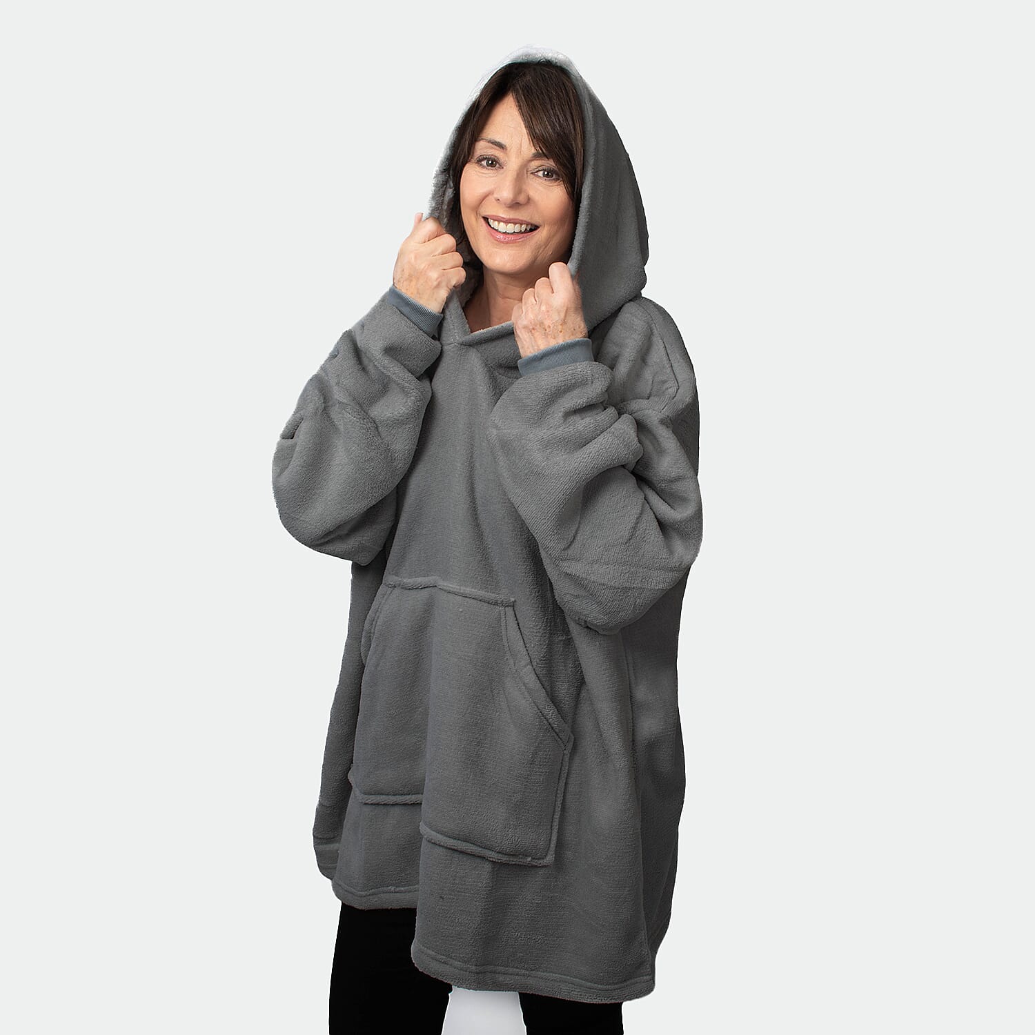 Oversized Fleece Blanket Hoodie - Grey