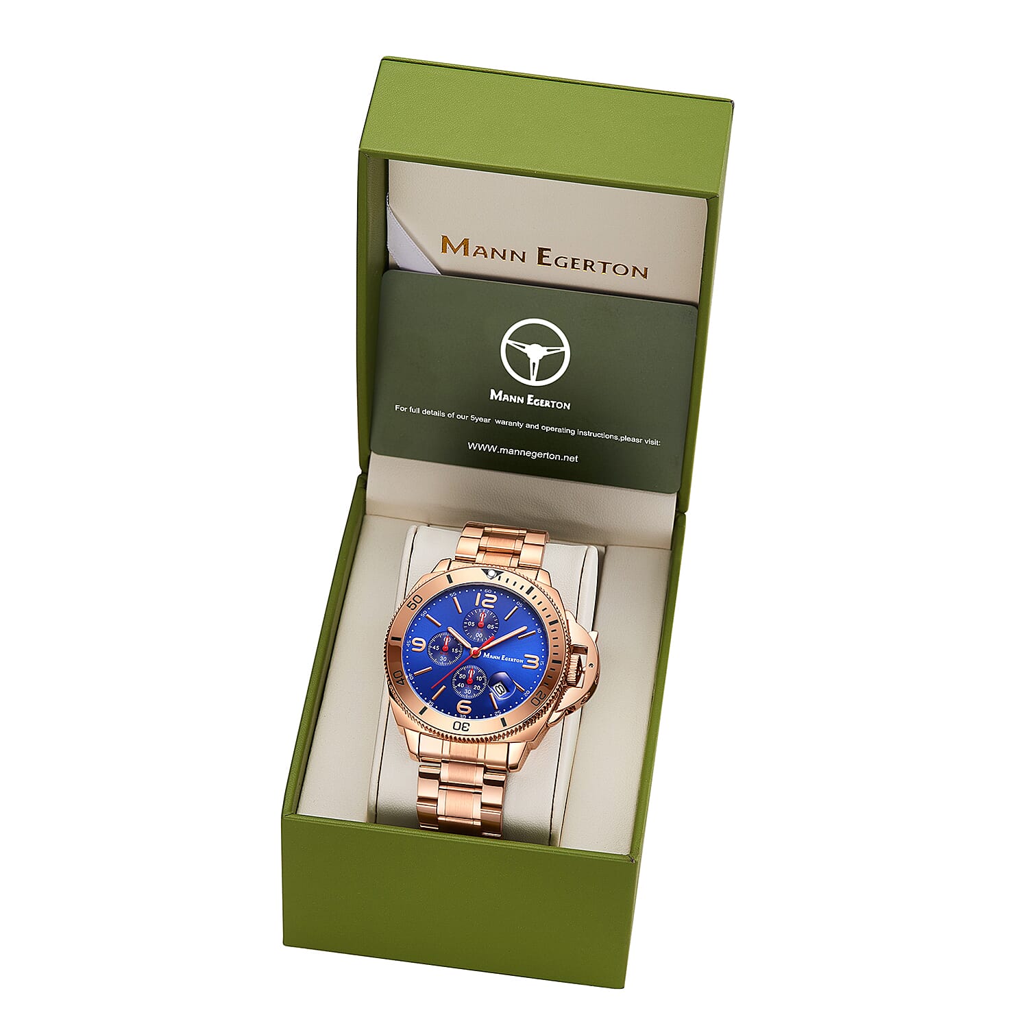 Limited Edition Mann Egerton Hand Assembled Time Guarder Rose Seiko Quartz Chronograph Movement Watch