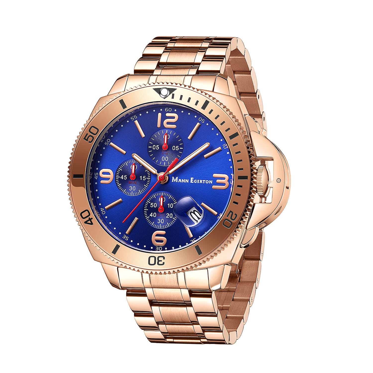 Limited Edition Mann Egerton Hand Assembled Time Guarder Rose Seiko Quartz Chronograph Movement Watch