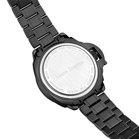Limited Edition Mann Egerton Hand Assembled Seiko Quartz Chronograph Movement Water Resistant Time Guarder Watch with Black Chain Strap in Rose Gold Tone