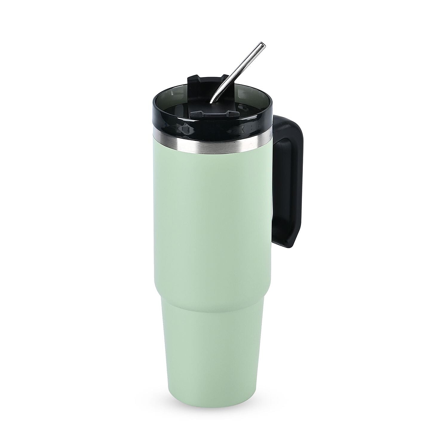 Hot or Cold Insulated Mug with Lid and Stainless Steel Straw - Green