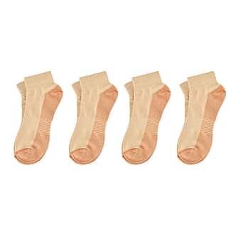 4 Pairs Antibacterial Copper Infused Compression Socks (Size S-M, 5 to 10) - Orange