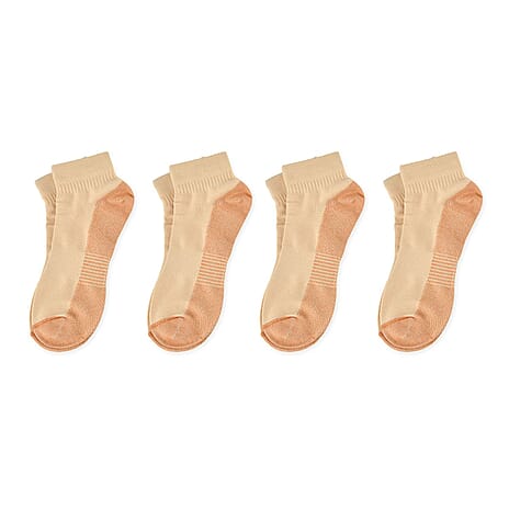 4 Pairs Antibacterial Copper Infused Compression Socks (Size S-M, 5 to 10) - Orange