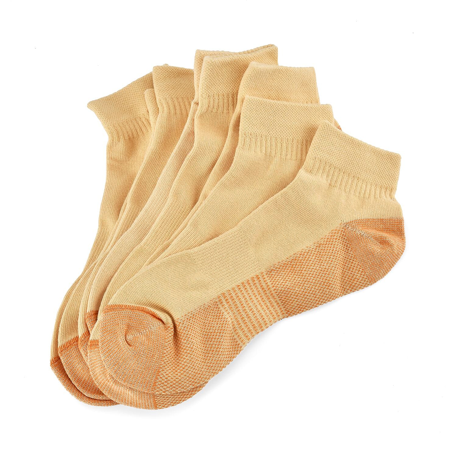 4 Pairs Antibacterial Copper Infused Compression Socks (Size L-XL, 9-13) - Orange