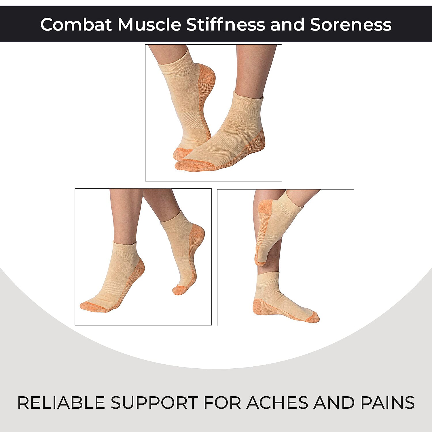 4 Pairs Antibacterial Copper Infused Compression Socks (Size L-XL, 9-13) - Orange