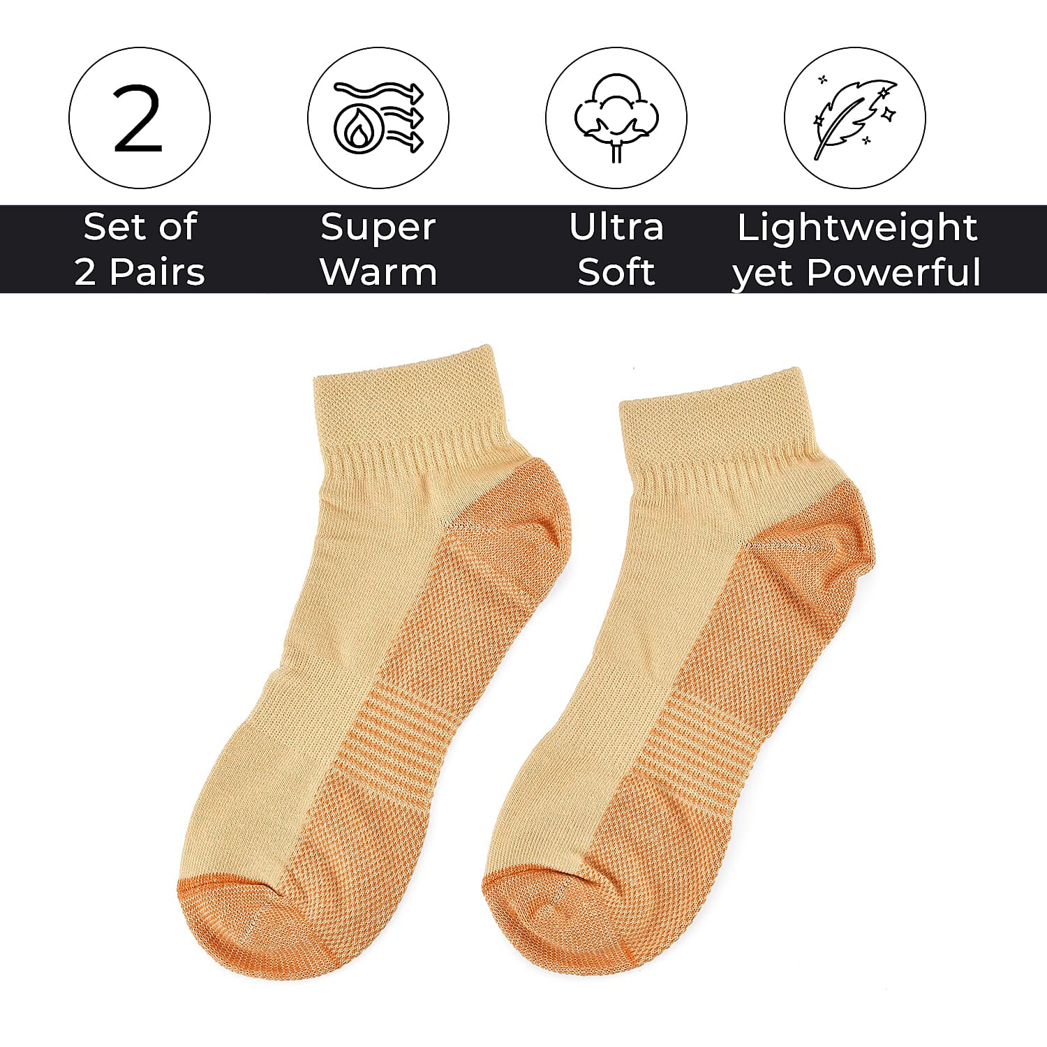 4 Pairs Antibacterial Copper Infused Compression Socks (Size L-XL, 9-13) - Orange