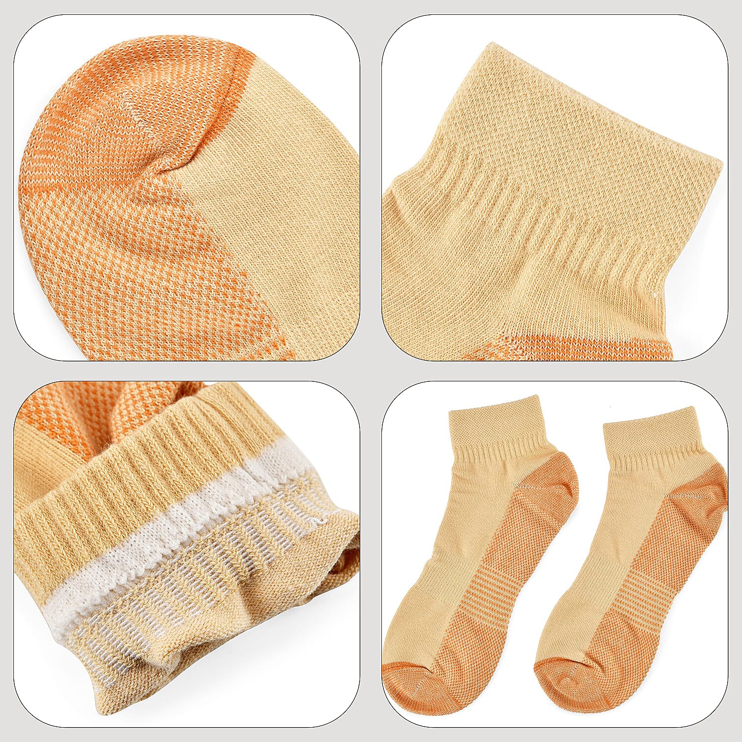 4 Pairs Antibacterial Copper Infused Compression Socks (Size L-XL, 9-13) - Orange