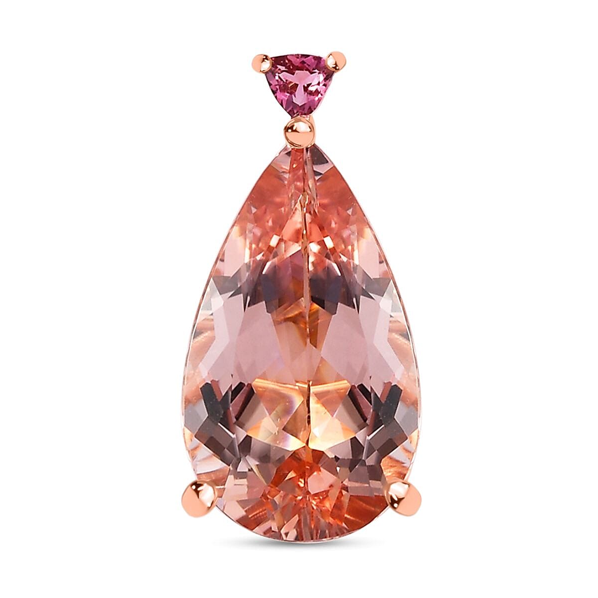 18K Rose Gold AAA Morganite & Pink Tourmaline Pendant 7.43 Ct