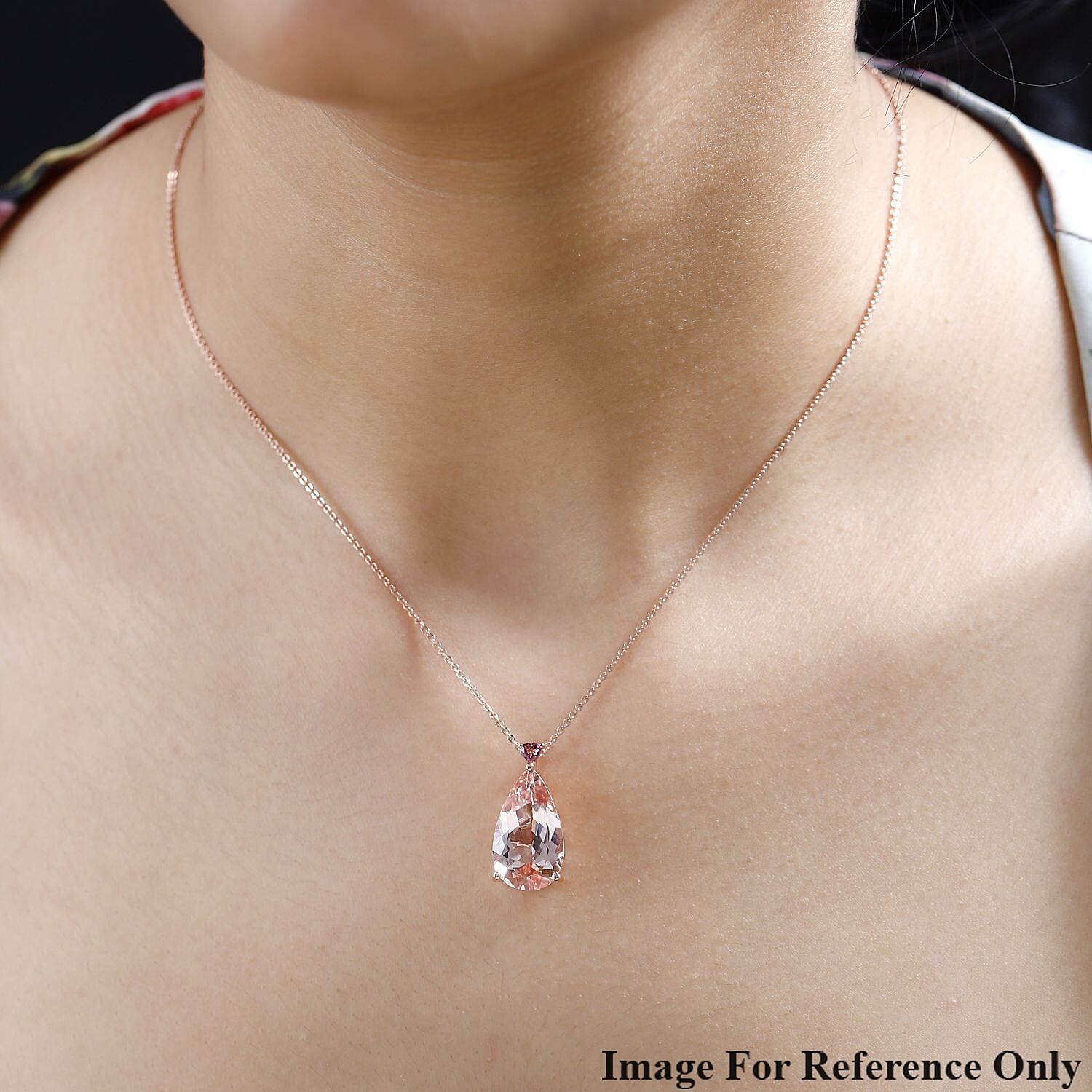 18K Rose Gold AAA Morganite & Pink Tourmaline Pendant 7.43 Ct