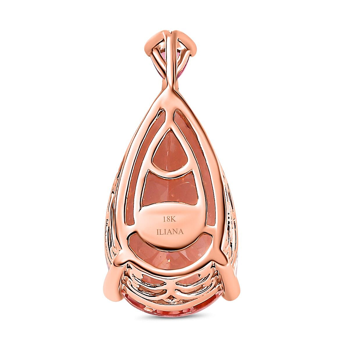 18K Rose Gold AAA Morganite & Pink Tourmaline Pendant 7.43 Ct