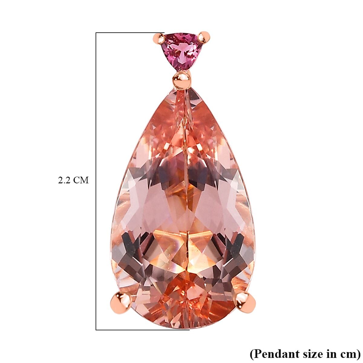 18K Rose Gold AAA Morganite & Pink Tourmaline Pendant 7.43 Ct