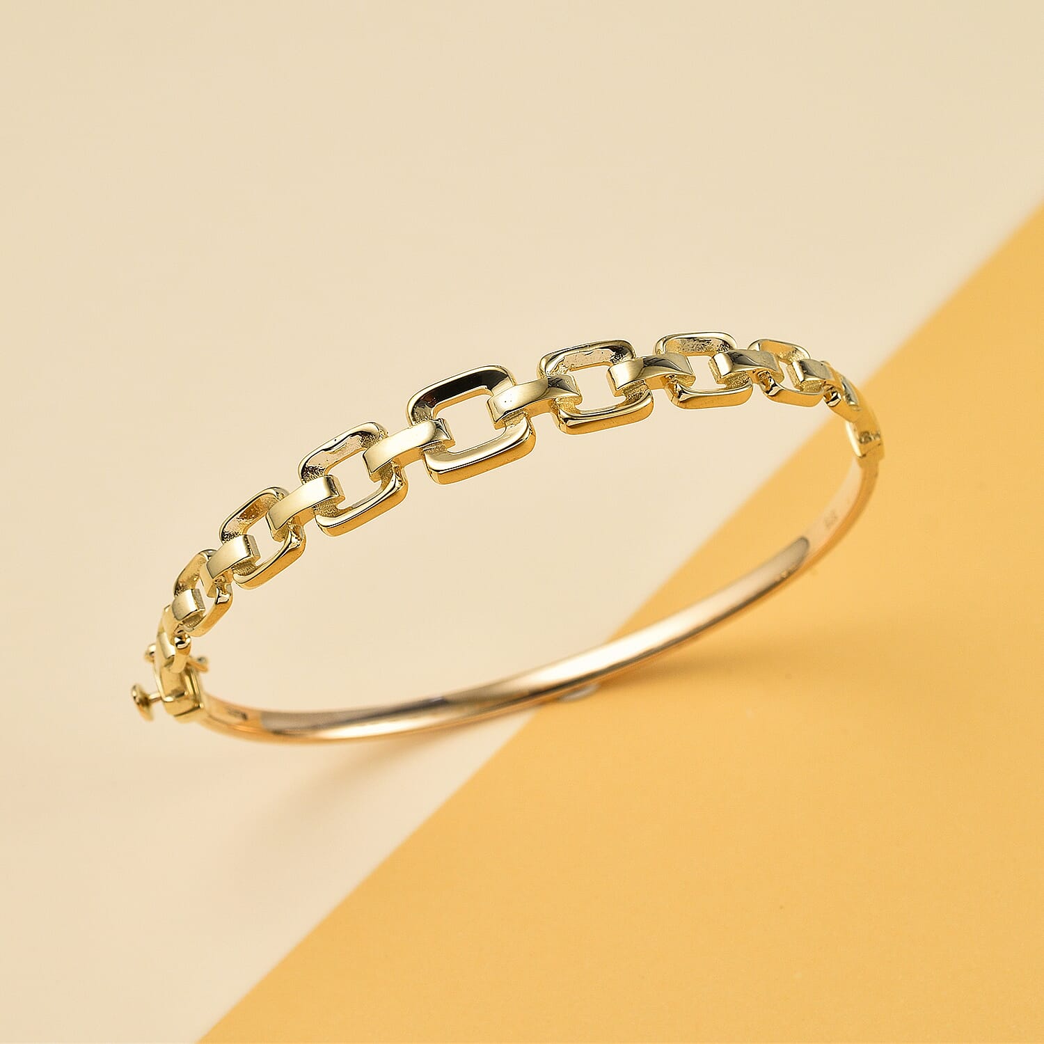 Manhattan Close Out Deal - 9K Yellow Gold Square Link Bangle (Size 7.5) Gold Wt 6.50 GM