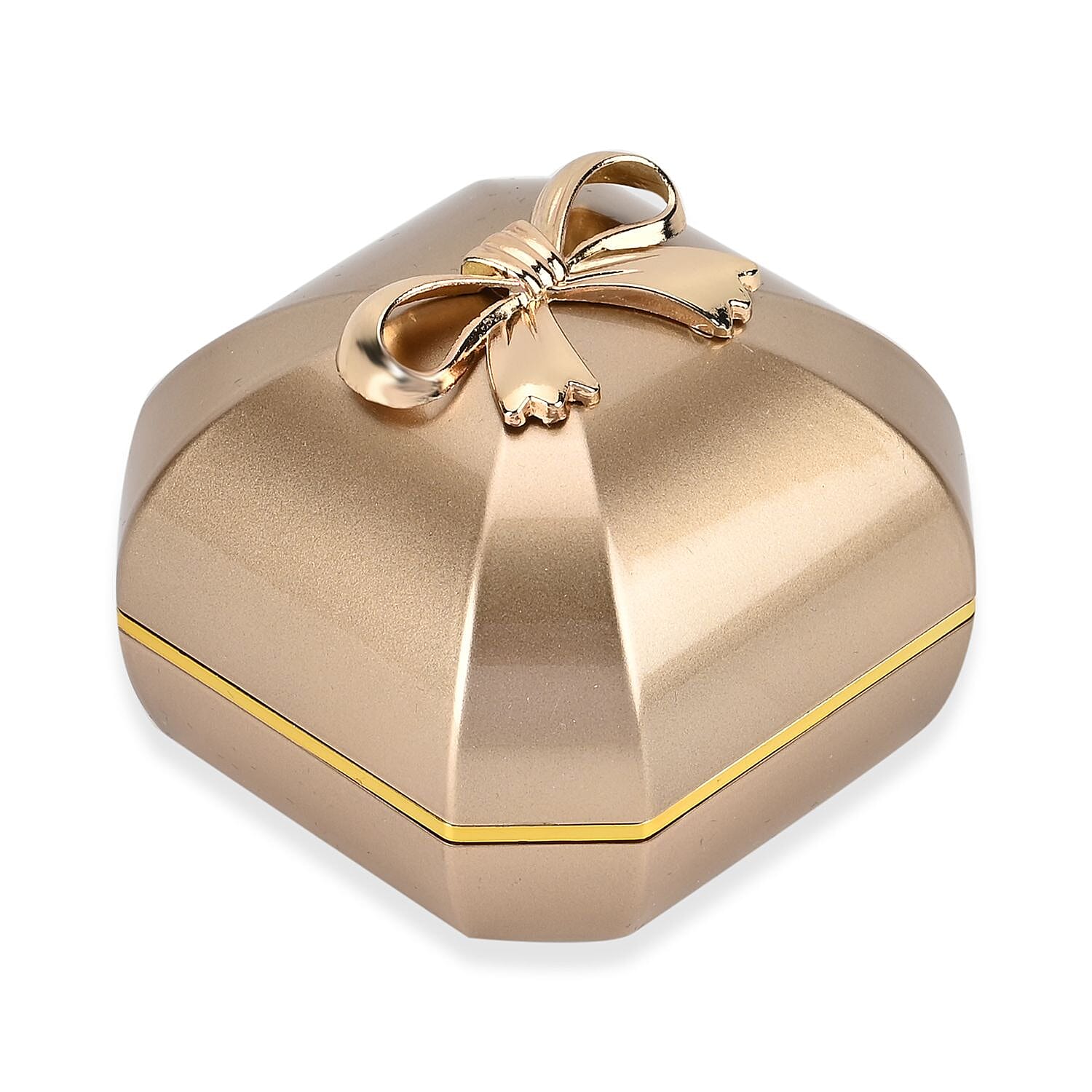 Solid Luxurious Polished Necklace and Pendant Jewellery Box With LED Light & Anti-Tarnish Protection (Size - 7x7x6 cm) - Gold