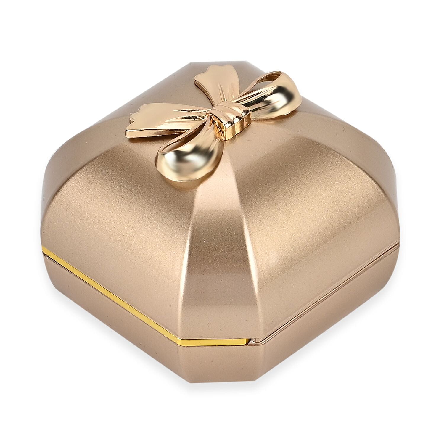 Solid Luxurious Polished Necklace and Pendant Jewellery Box With LED Light & Anti-Tarnish Protection (Size - 7x7x6 cm) - Gold