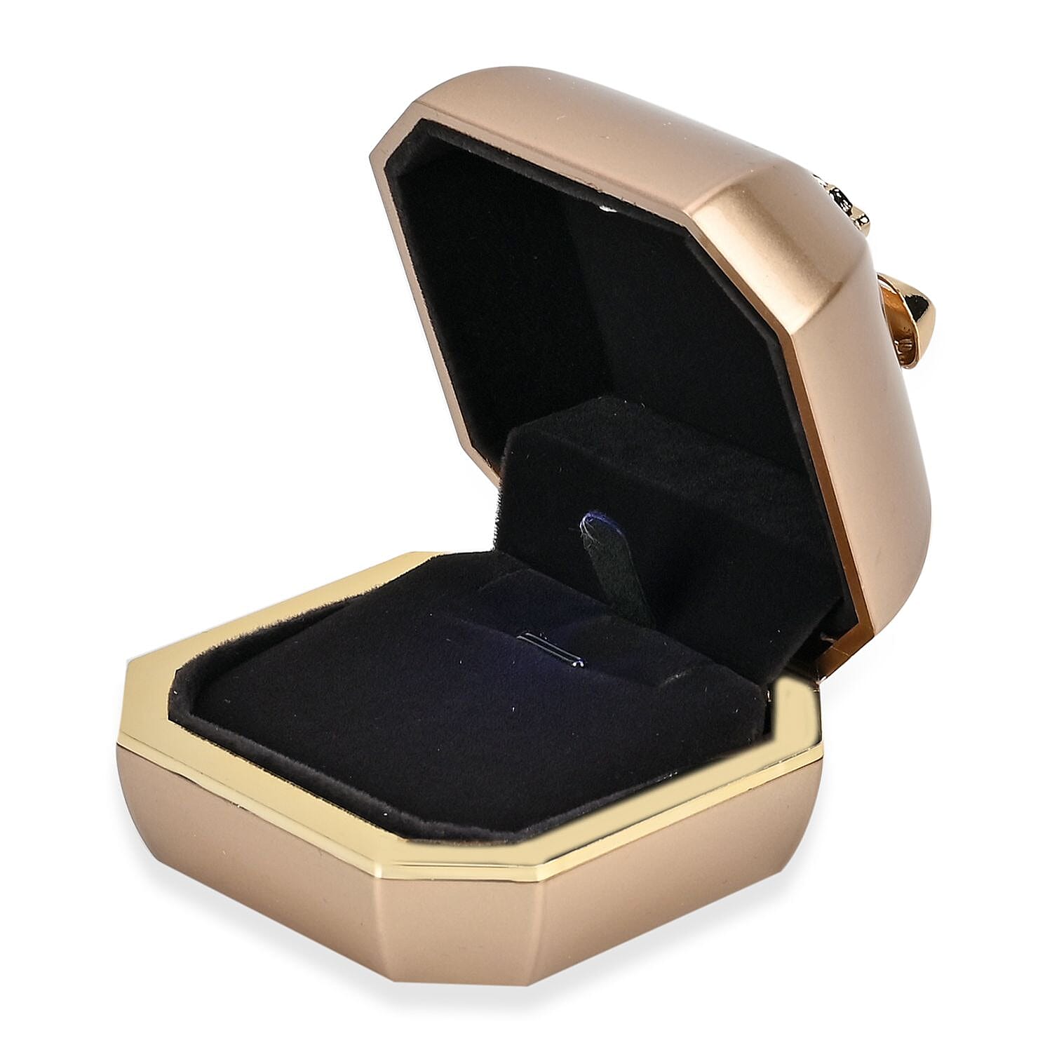 Solid Luxurious Polished Necklace and Pendant Jewellery Box With LED Light & Anti-Tarnish Protection (Size - 7x7x6 cm) - Gold