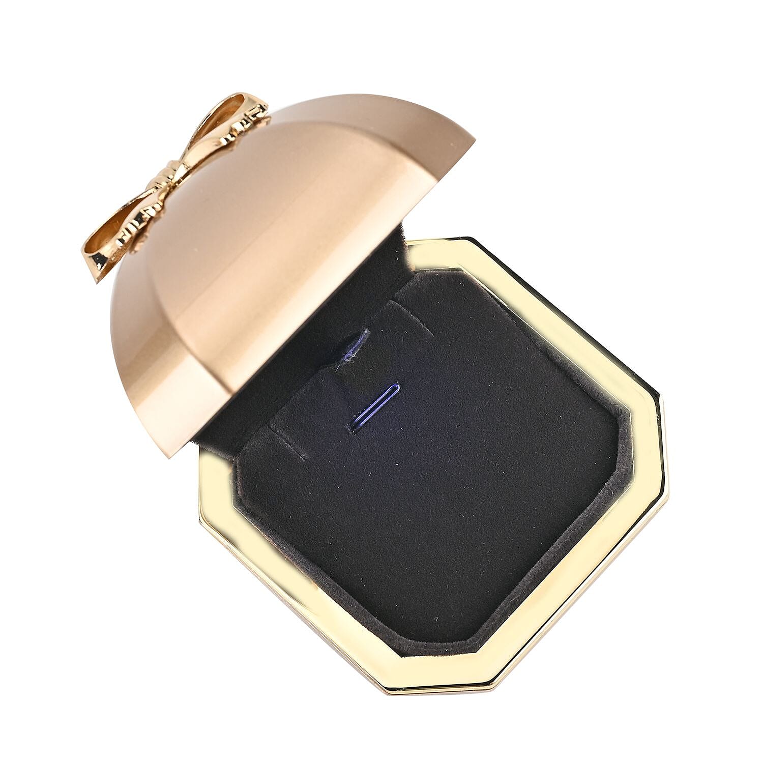 Solid Luxurious Polished Necklace and Pendant Jewellery Box With LED Light & Anti-Tarnish Protection (Size - 7x7x6 cm) - Gold