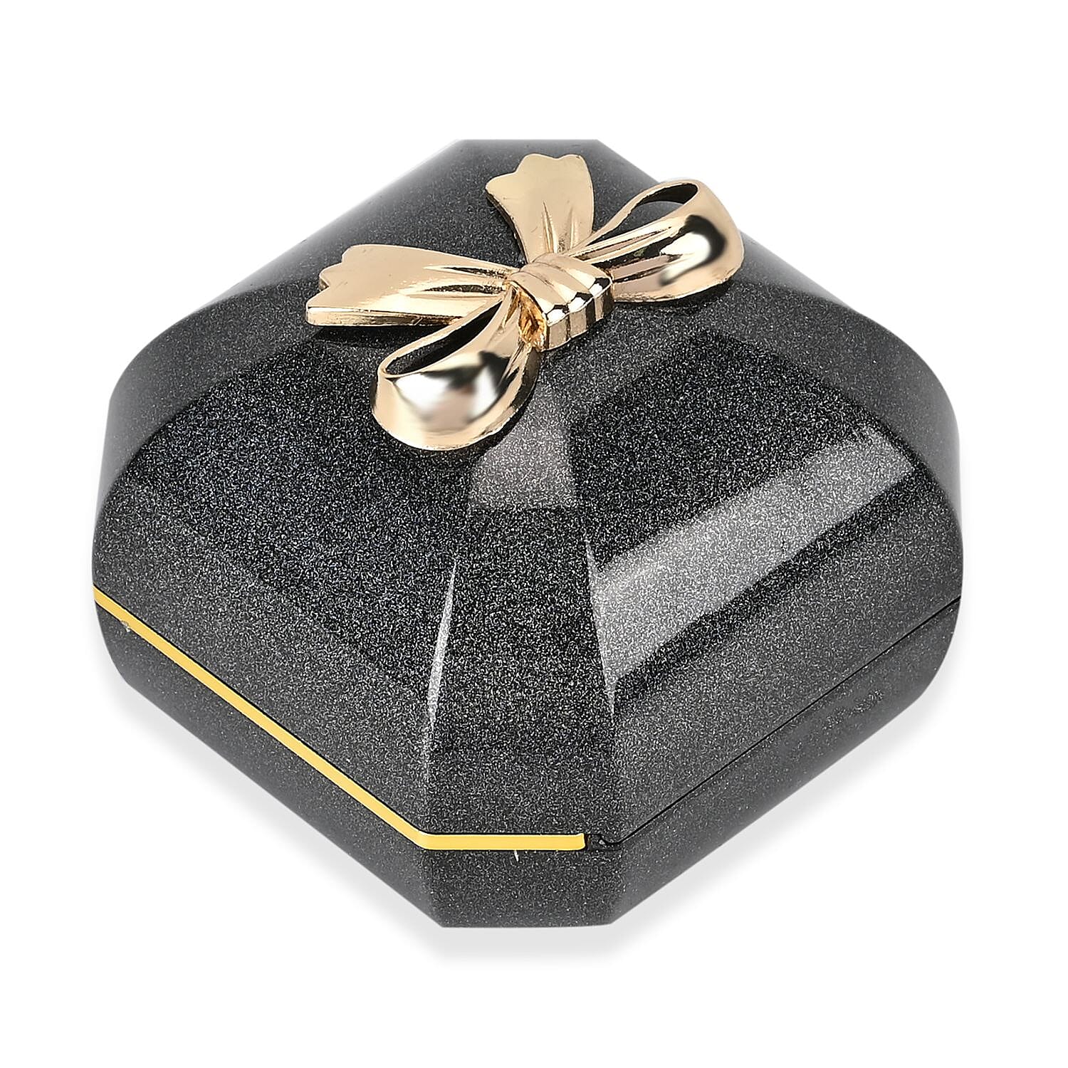 Solid Luxurious Polished Necklace and Pendant Jewellery Box With LED Light & Anti-Tarnish Protection (Size - 7x7x6 cm) - Black