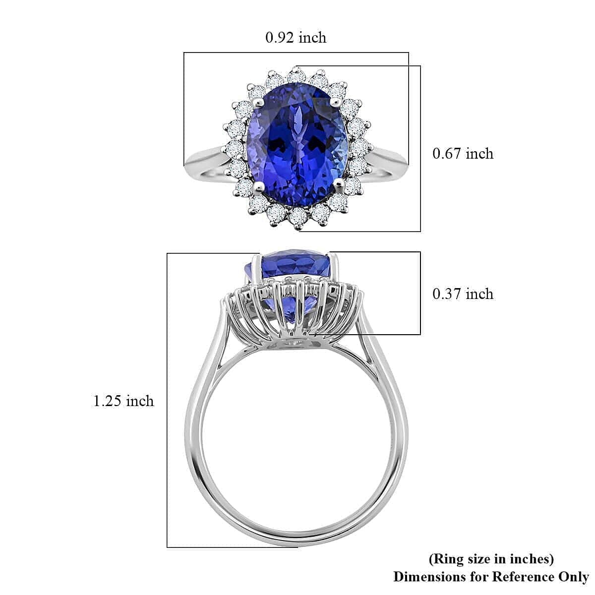 950 Platinum  AAAA  Tanzanite  White Diamond VS Ring 4.50 ct,  Platinum Wt. 6.29 Gms  4.500  Ct.