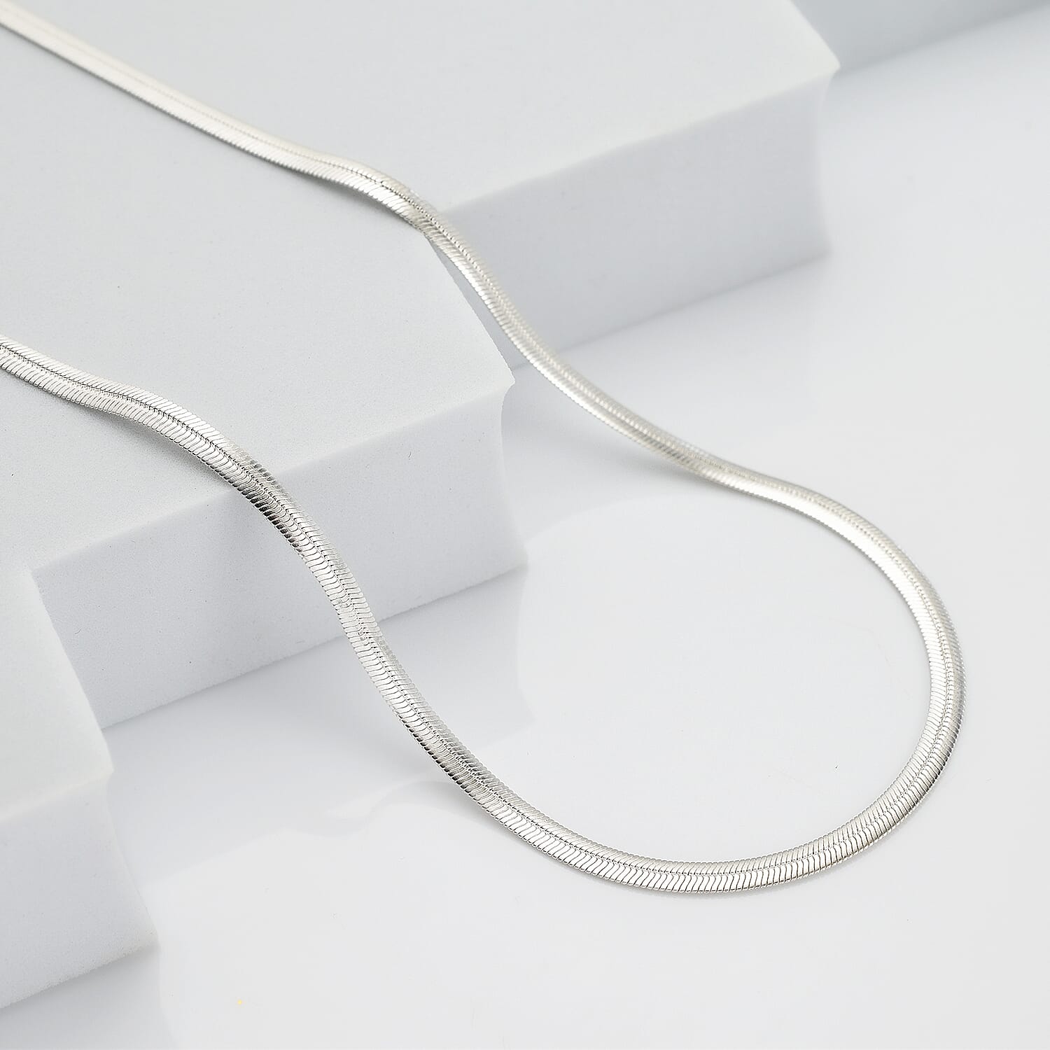 RACHEL GALLEY - Sterling Silver Flat Snake Chain (Size - 18), Silver Wt. 8.00 Gms