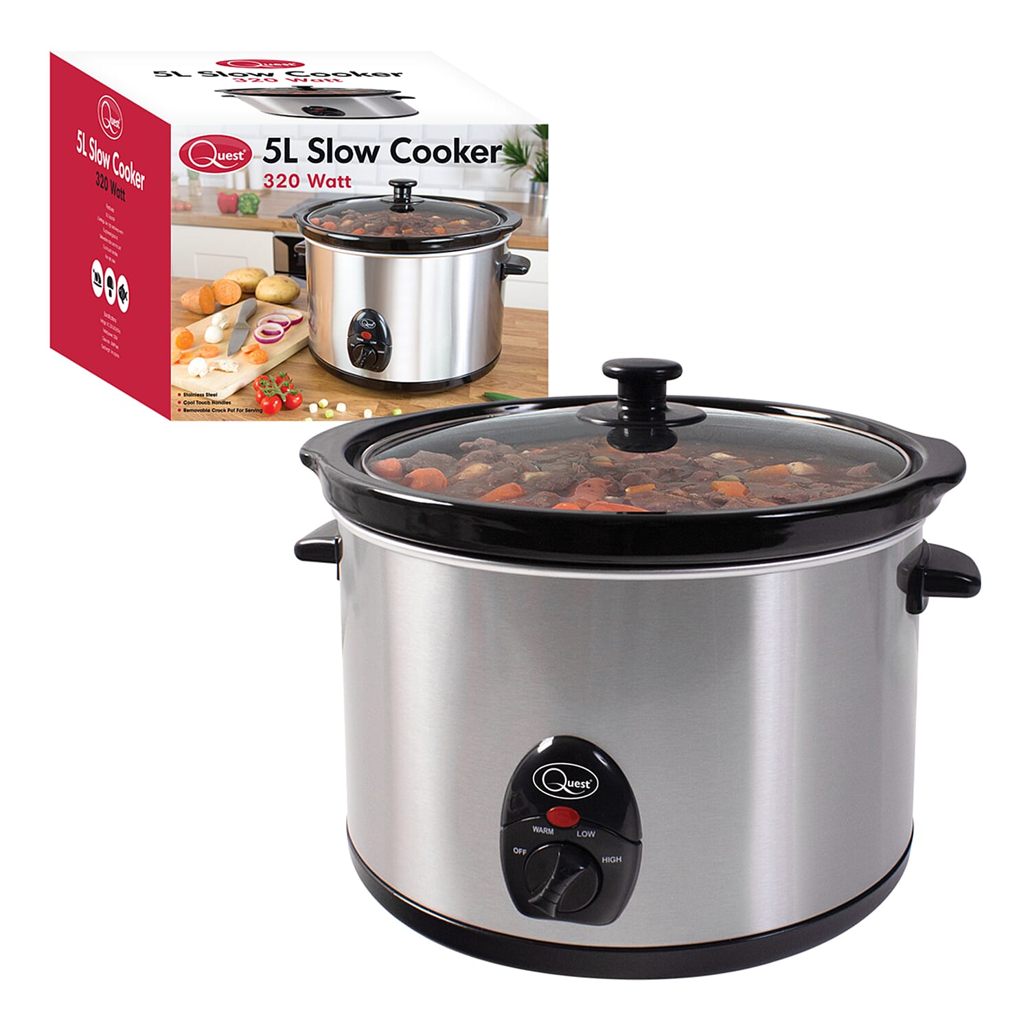 Stainless Steel 5 Ltr Slow Cooker - 320W