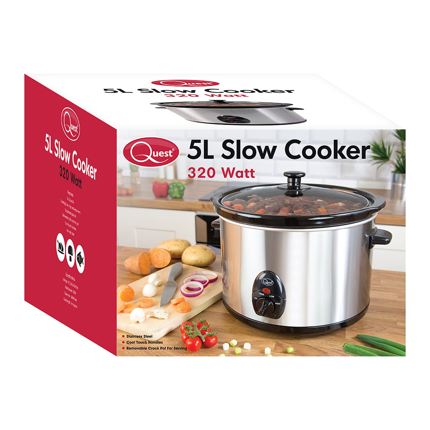 Stainless Steel 5 Ltr Slow Cooker - 320W