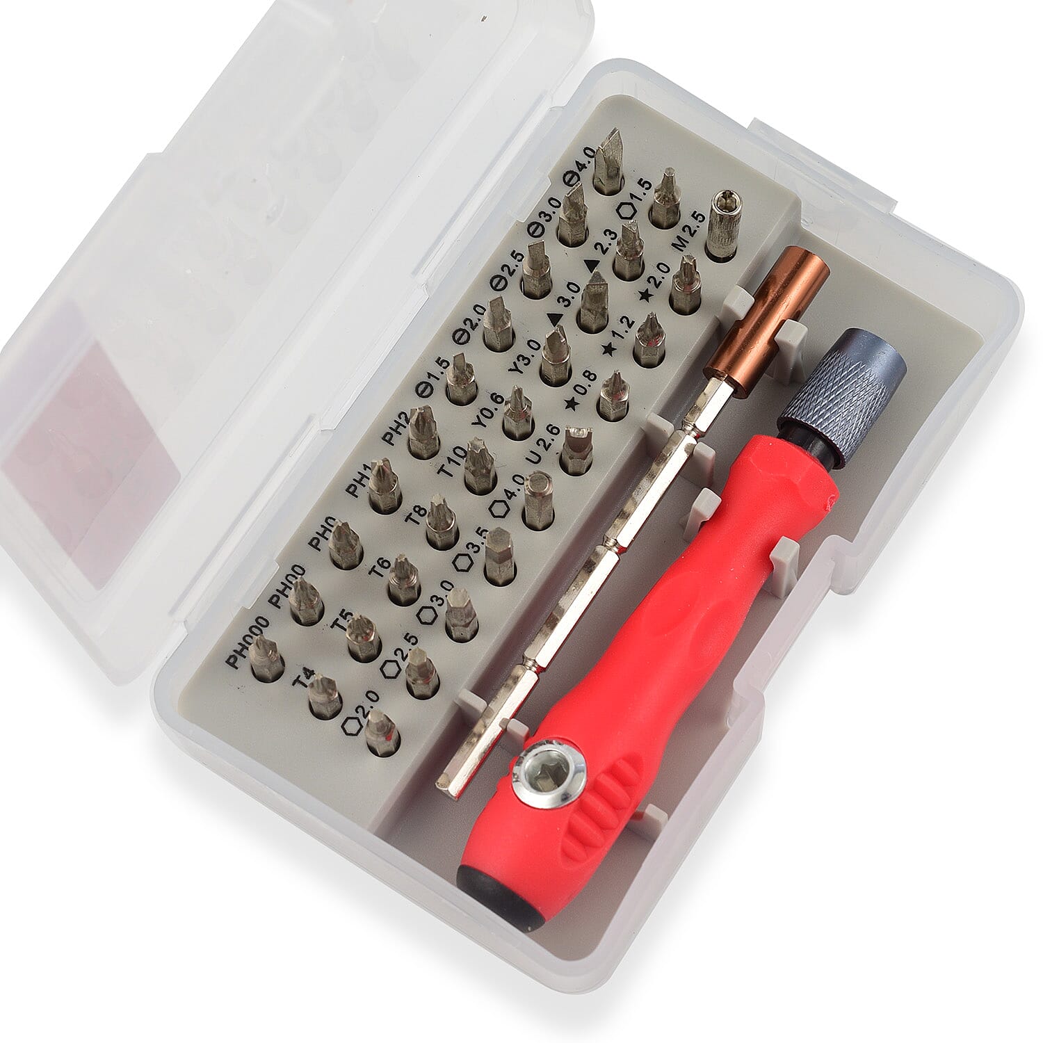 32 in 1 Screwdriver Bits Set with Magnetic Flexible Extension Rod- Red