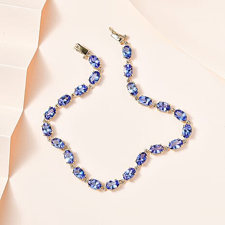 9K Yellow Gold  AA   Tanzanite  Fancy Bracelet (Size - 7.5) 9.68 ct,  Gold Wt. 3.5 Gms  9.240  Ct.