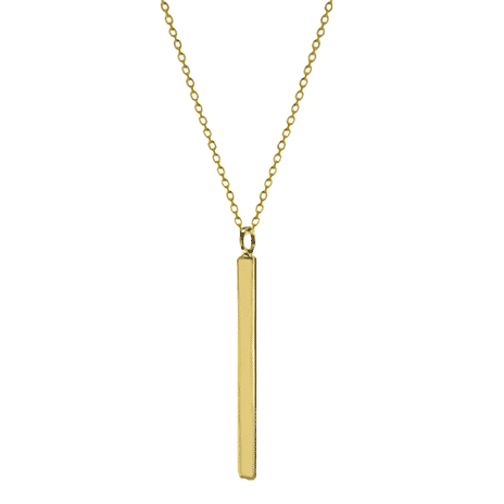Rachel Galley Vertical Bar Necklace (Size - 17) with Spring Ring Clasp in Yellow Gold Plated Sterling Silver