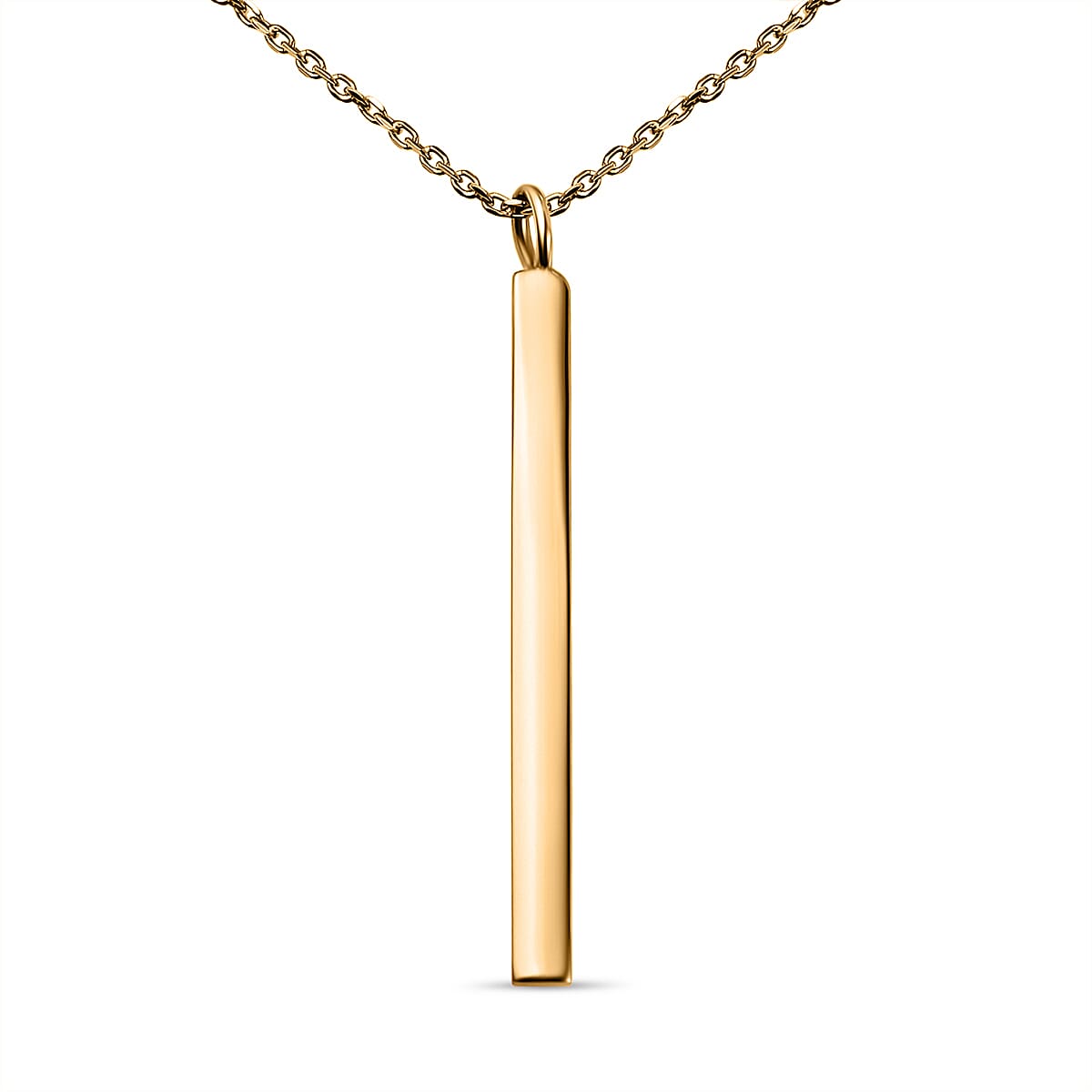 Rachel Galley Vertical Bar Necklace (Size - 17) with Spring Ring Clasp in Yellow Gold Plated Sterling Silver
