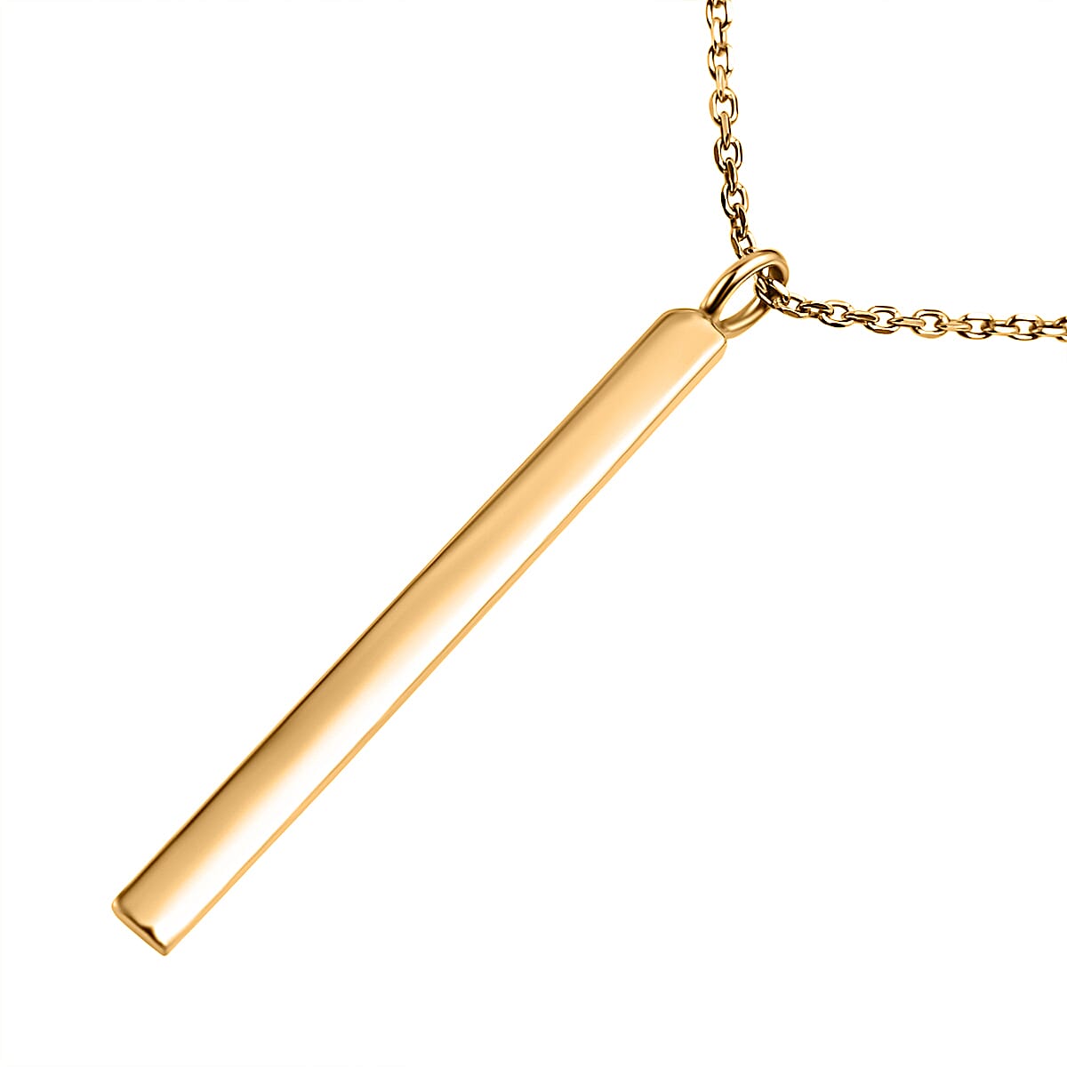 Rachel Galley Vertical Bar Necklace (Size - 17) with Spring Ring Clasp in Yellow Gold Plated Sterling Silver