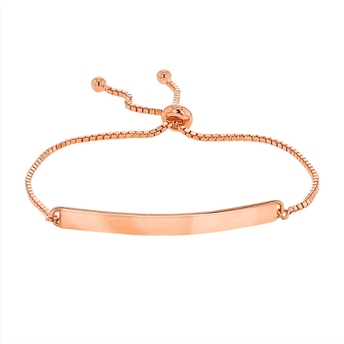 Rachel Galley Rose Gold Overlay Sterling Silver Polished Slider Adjustable Bracelet (Size 6.5 - 9 Adjustable), Silver Wt. 4.10 Gms.