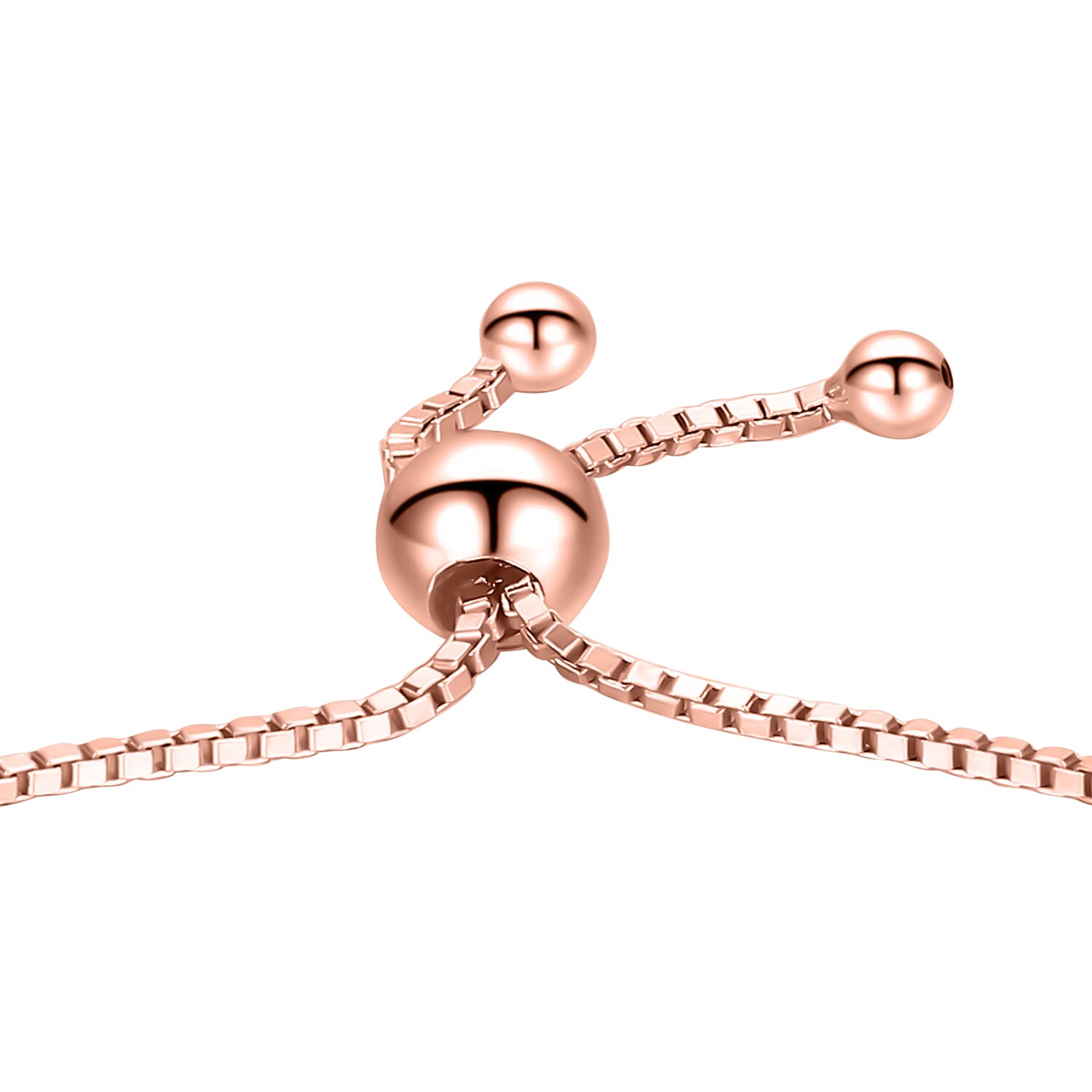 Rachel Galley Rose Gold Overlay Sterling Silver Polished Slider Adjustable Bracelet (Size 6.5 - 9 Adjustable), Silver Wt. 4.10 Gms.