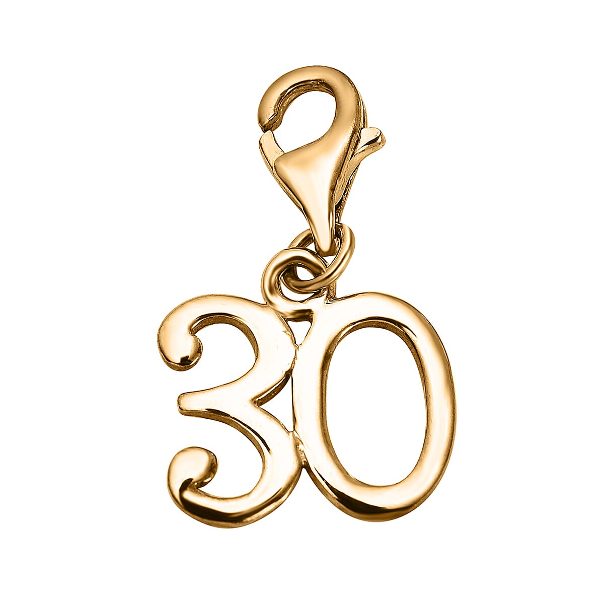 Rachel Galley Yellow Gold Plated Sterling Silver 30 Charm with Lobster Clasp