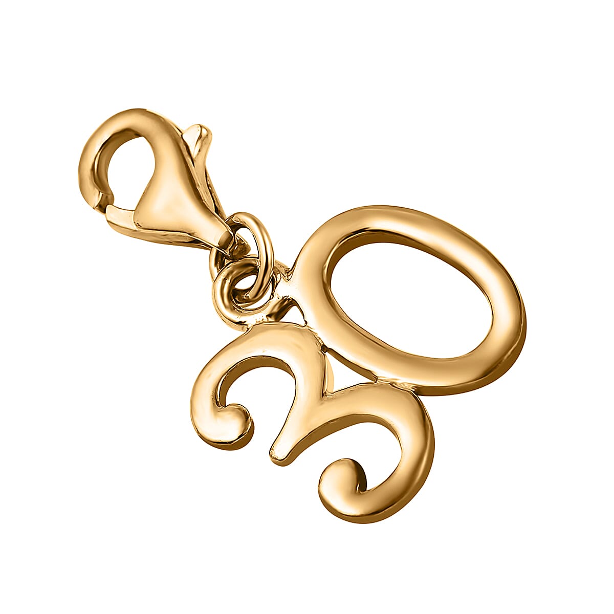 Rachel Galley Yellow Gold Plated Sterling Silver 30 Charm with Lobster Clasp