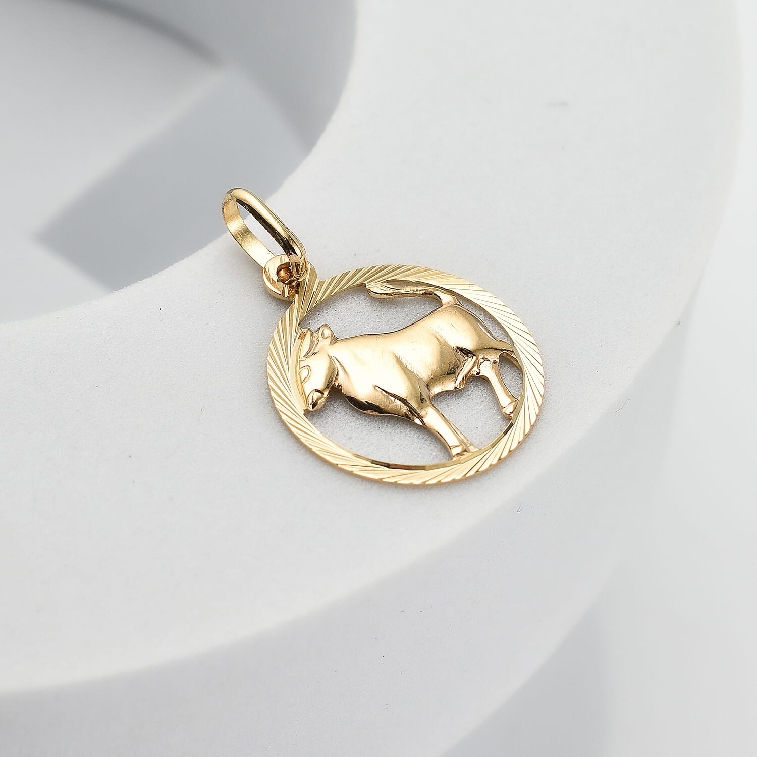 RACHEL GALLEY 9K Yellow Gold Diamond Cut Zodiac Taurus Pendant