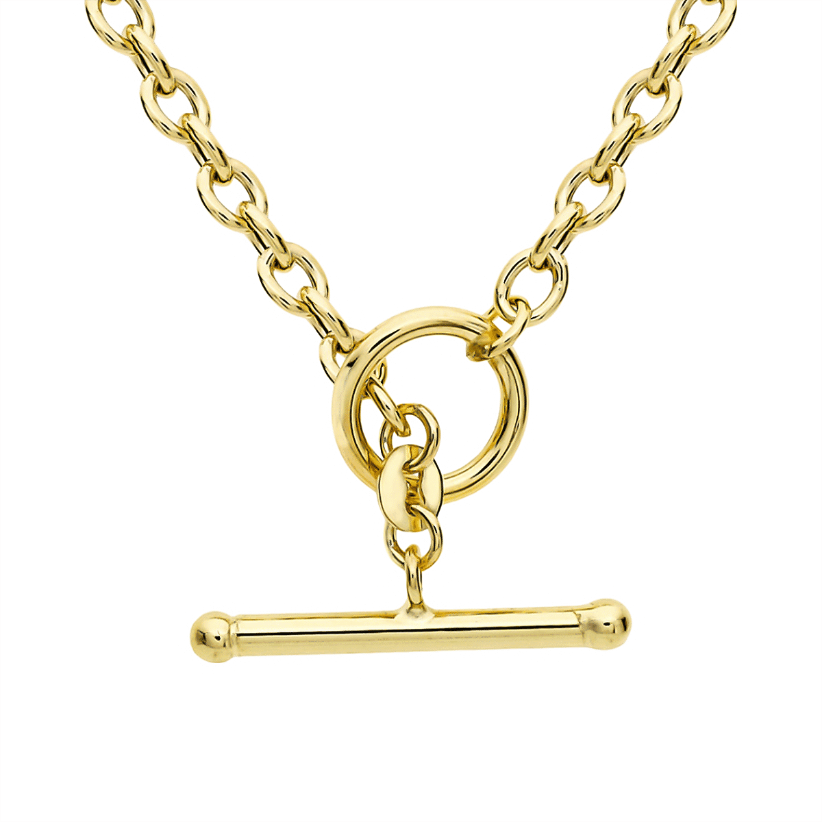 RACHEL GALLEY 9K Yellow Gold Oval Link Belcher Necklace (Size - 17) with T-Bar Clasp, Gold Wt. 5.70 Gms.