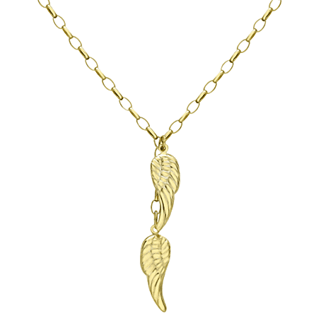 9K Yellow Gold Angel Wings Necklace (Size - 18), Gold Wt. 3.4 Gms