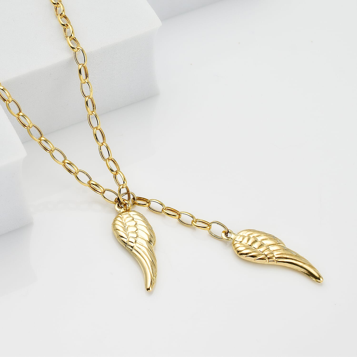 9K Yellow Gold Angel Wings Necklace (Size - 18), Gold Wt. 3.4 Gms