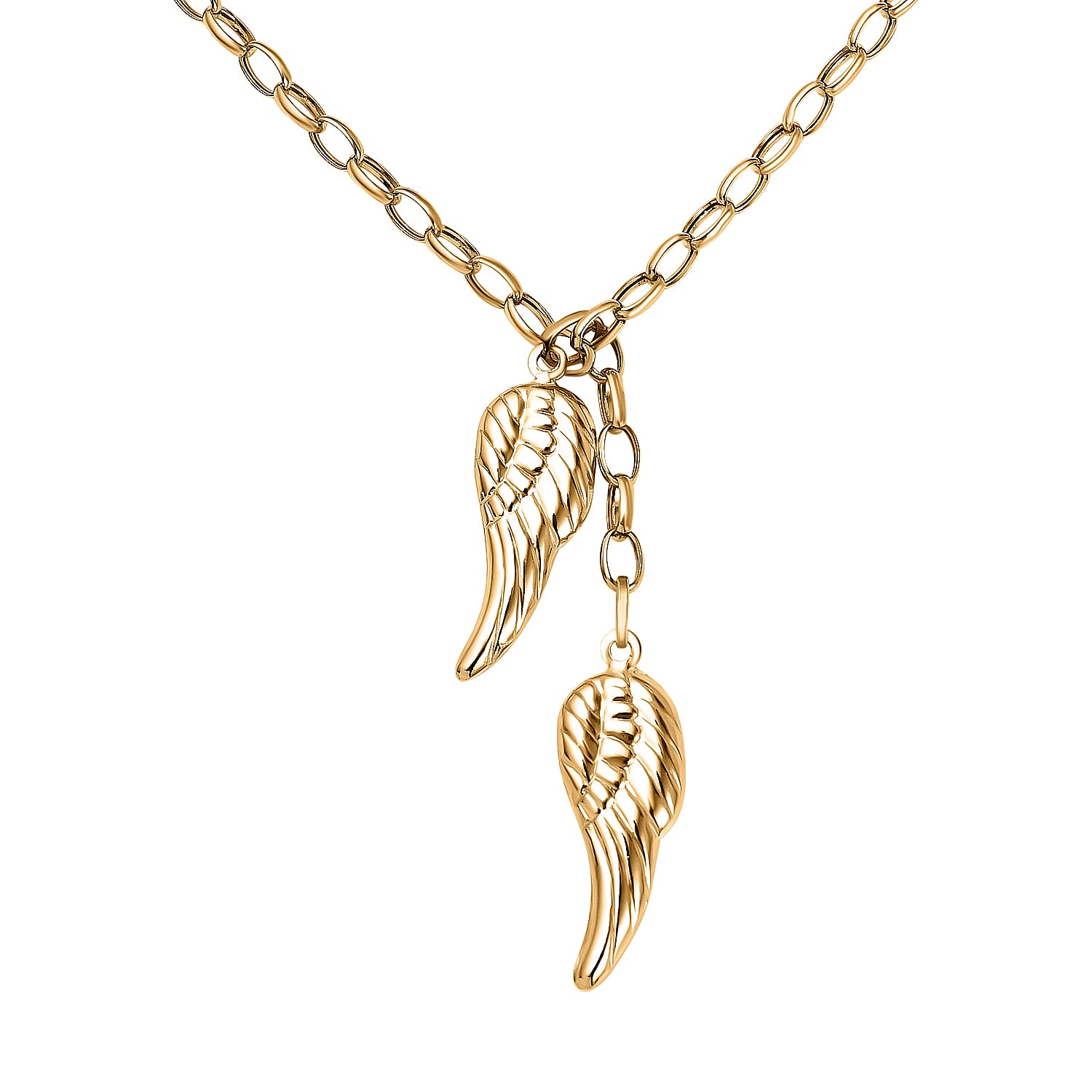 9K Yellow Gold Angel Wings Necklace (Size - 18), Gold Wt. 3.4 Gms