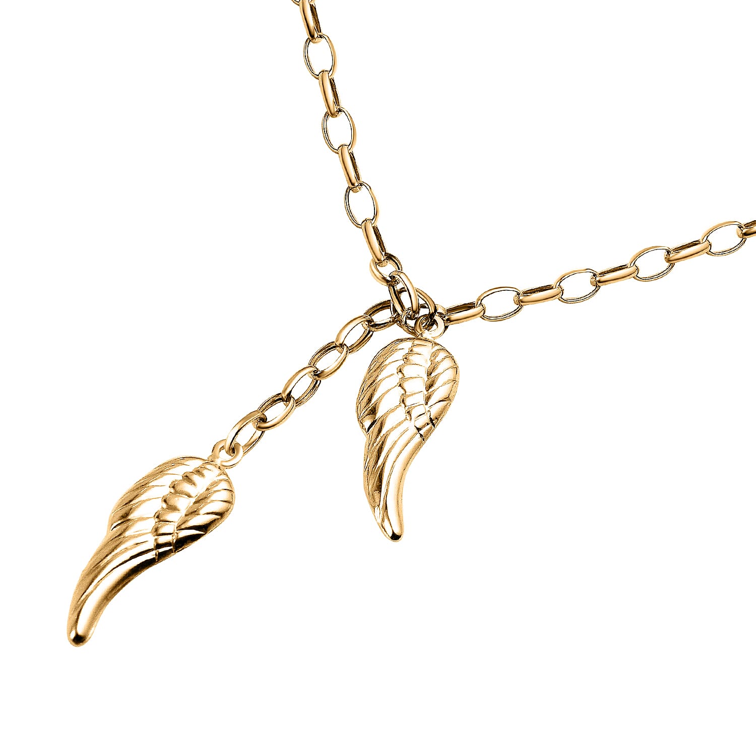 9K Yellow Gold Angel Wings Necklace (Size - 18), Gold Wt. 3.4 Gms
