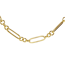 RACHEL GALLEY 9K Yellow Gold Figaro Paperclip Necklace (Size - 20) with Lobster Clasp, Gold Wt. 7.50 Gms.