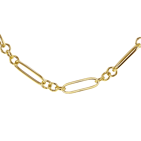 RACHEL GALLEY 9K Yellow Gold Figaro Paperclip Necklace (Size - 20) with Lobster Clasp, Gold Wt. 7.50 Gms.
