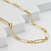RACHEL GALLEY 9K Yellow Gold Figaro Paperclip Necklace (Size - 20) with Lobster Clasp, Gold Wt. 7.50 Gms.