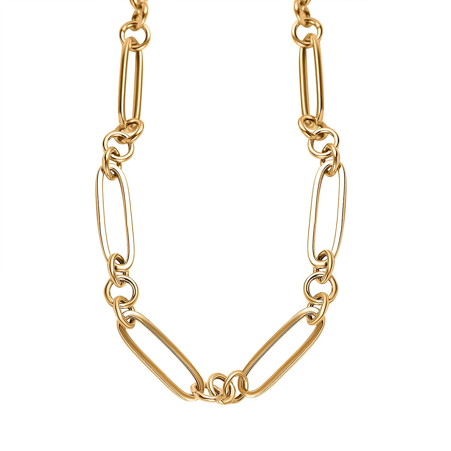 RACHEL GALLEY 9K Yellow Gold Figaro Paperclip Necklace (Size - 20) with Lobster Clasp, Gold Wt. 7.50 Gms.